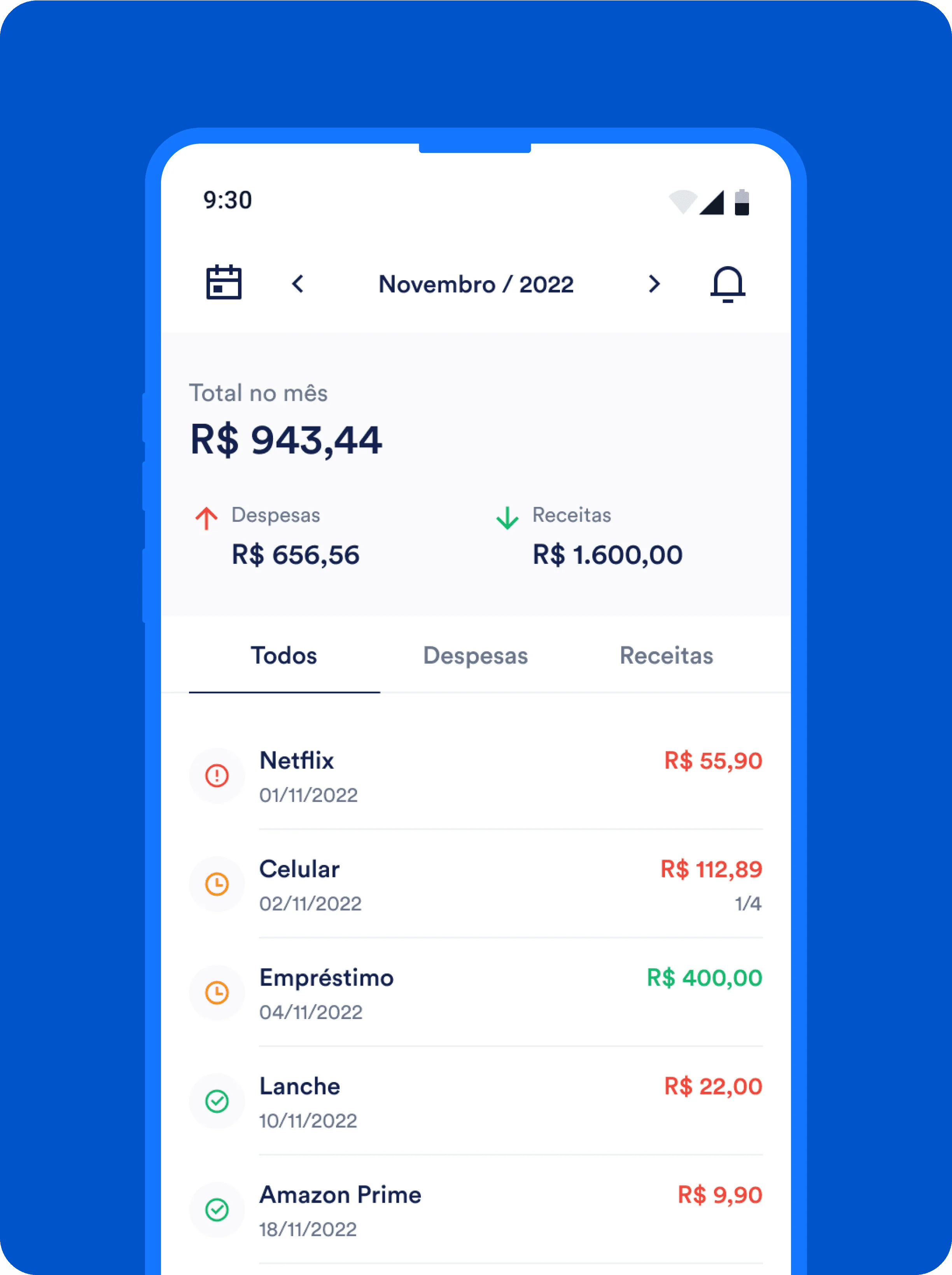 my expenses, interface 1
